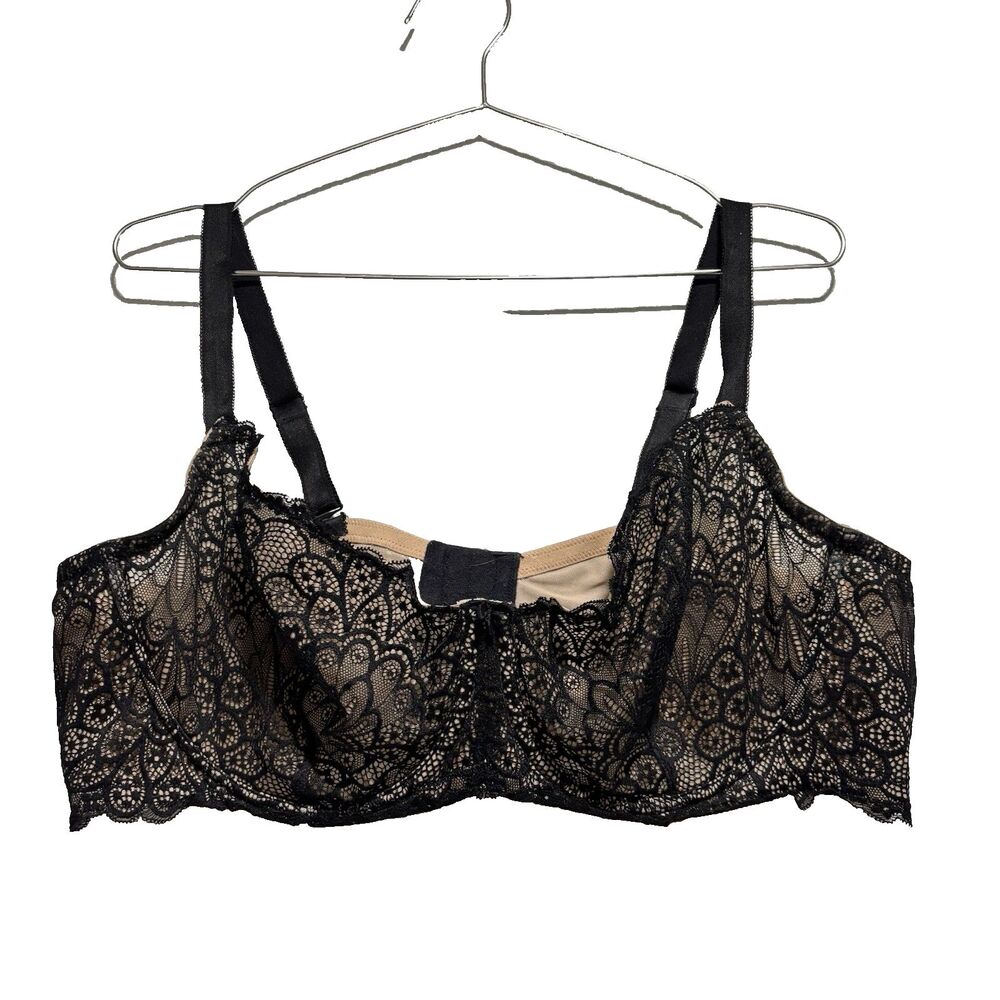 NEW Torrid Curve Unlined Balconette Bra 46C Black Lace Underwire‎ Adjustable
